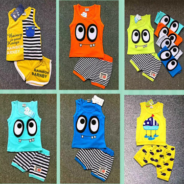 2017新款男女童短袖套裝 地攤工廠直銷，義烏馳澤商行熱銷批發